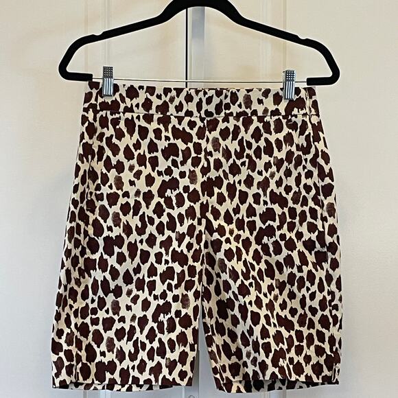 J Crew Giraffe  Print Shorts - Women Size 4 - Brown & Cream - Picture 1 of 5
